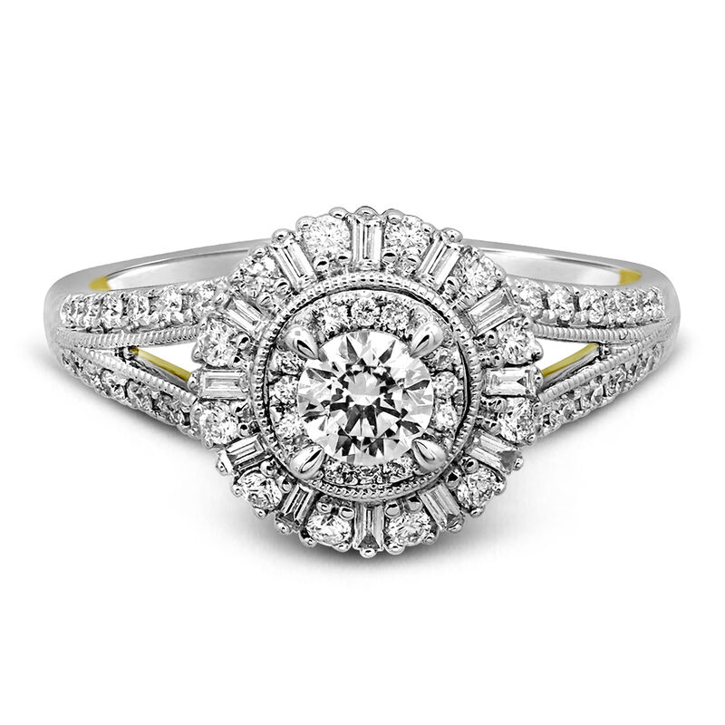 Greta Round Diamond Engagement Ring in 14K White Gold &#40;7/8 ct. tw.&#41;