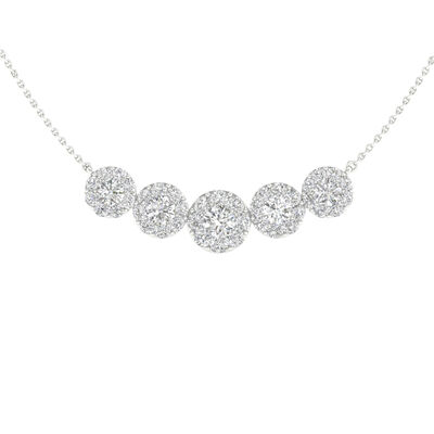 Lab Grown Diamond Five-Halo Necklace in 14K White Gold (2 ct. tw.)