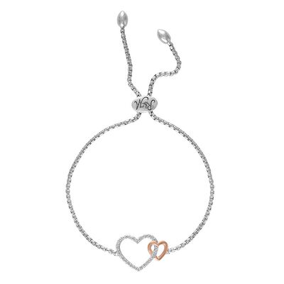 Rhythm & Muse™ Lab Created White Sapphire Double Heart Bracelet in Sterling Silver