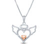 Diamond Angel Pendant with Heart in Sterling Silver &amp; 14K Rose Gold