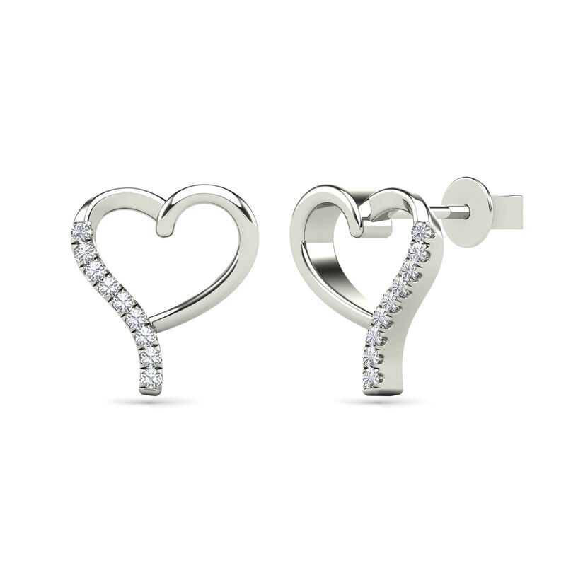 Diamond Accent Heart Earrings in 14K White Gold