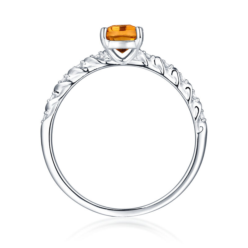 Citrine &amp; Lab Created White Sapphire Layering Ring in Sterling Silver