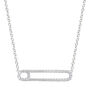 Safety Pin Necklace with Pav&eacute; Diamonds in 10K White Gold &#40;3/8 ct. tw.&#41;