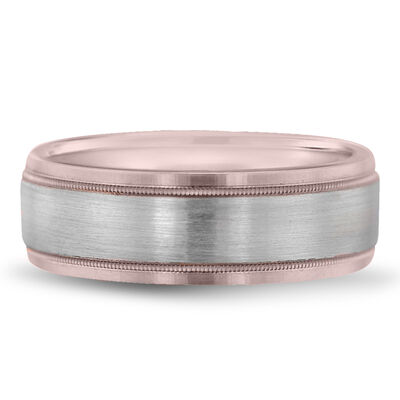 Men’s Wedding Band in 14K White and Rose Gold