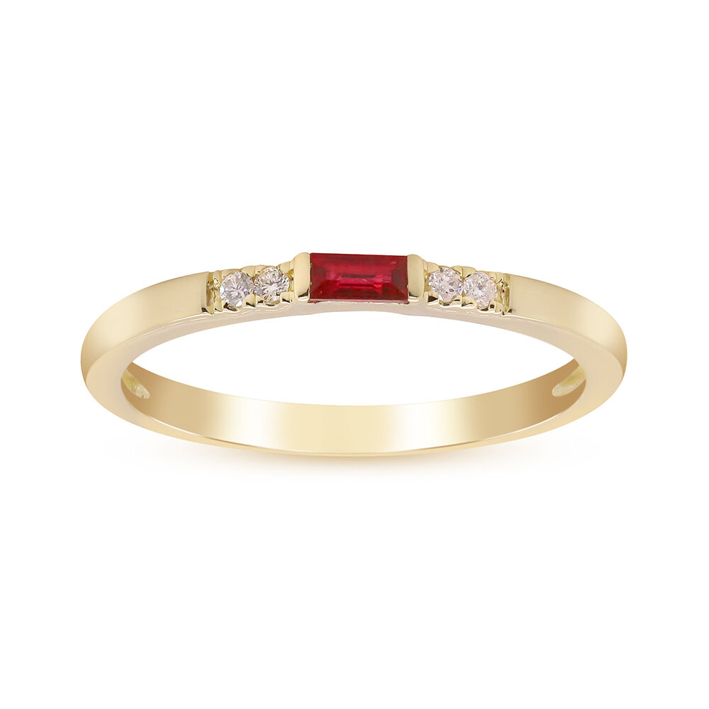 18 Karat Yellow Gold Thin Ruby Pavé Stackable Band Ring – FERRUCCI JEWELRY