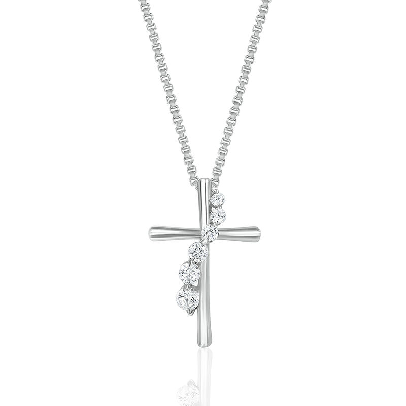 Journey Diamond Cross Pendant in Sterling Silver &#40;1/5 ct. tw.&#41;