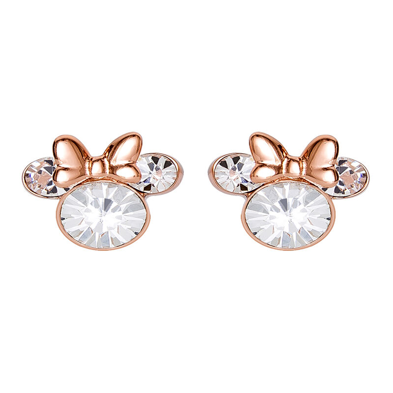 Crystal Minnie Mouse Stud Earrings in Sterling Silver &amp; 14K Rose Gold