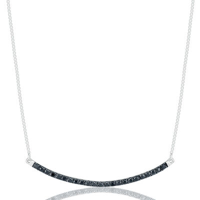 Smile Necklace with Black Diamonds in Sterling Silver (3/8 ct. tw.)