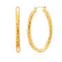 Oval Diamond Cut Tube Hoop Earrings in 14K Yellow Gold
