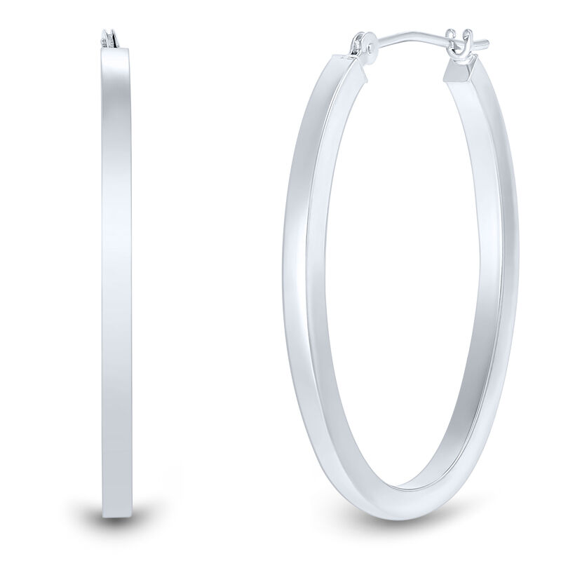 Oval Polished Hoop Earrings in 14K White Gold