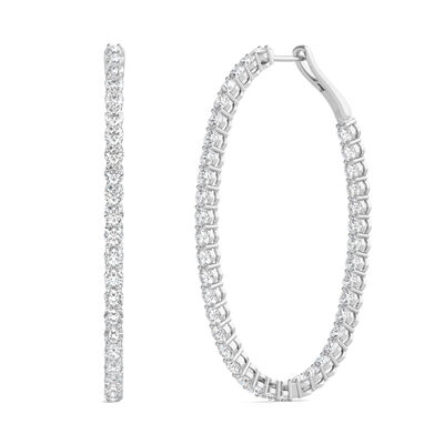Lab Grown Diamond Inside-Out Oval Hoop Earrings in 14K White Gold (5 ct. tw.)