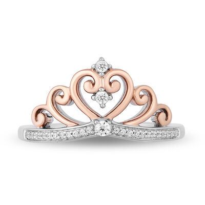 Diamond Majestic Princess Ring in Sterling Silver & 10K Rose Gold (1/10 ct. tw.)