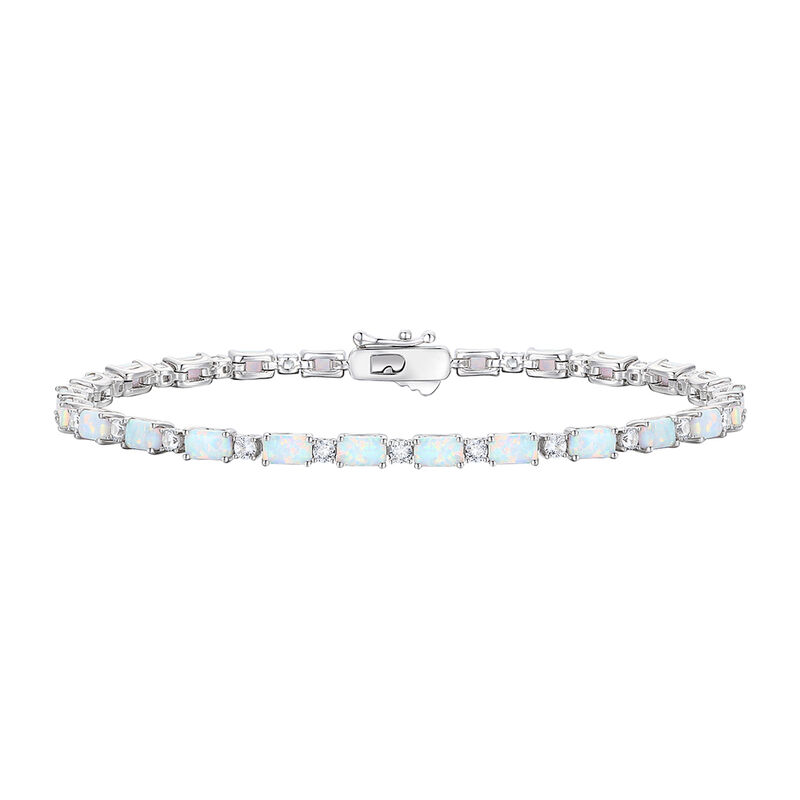 Lab-Created Opal and Lab-Created White Sapphire Bracelet in Sterling Silver