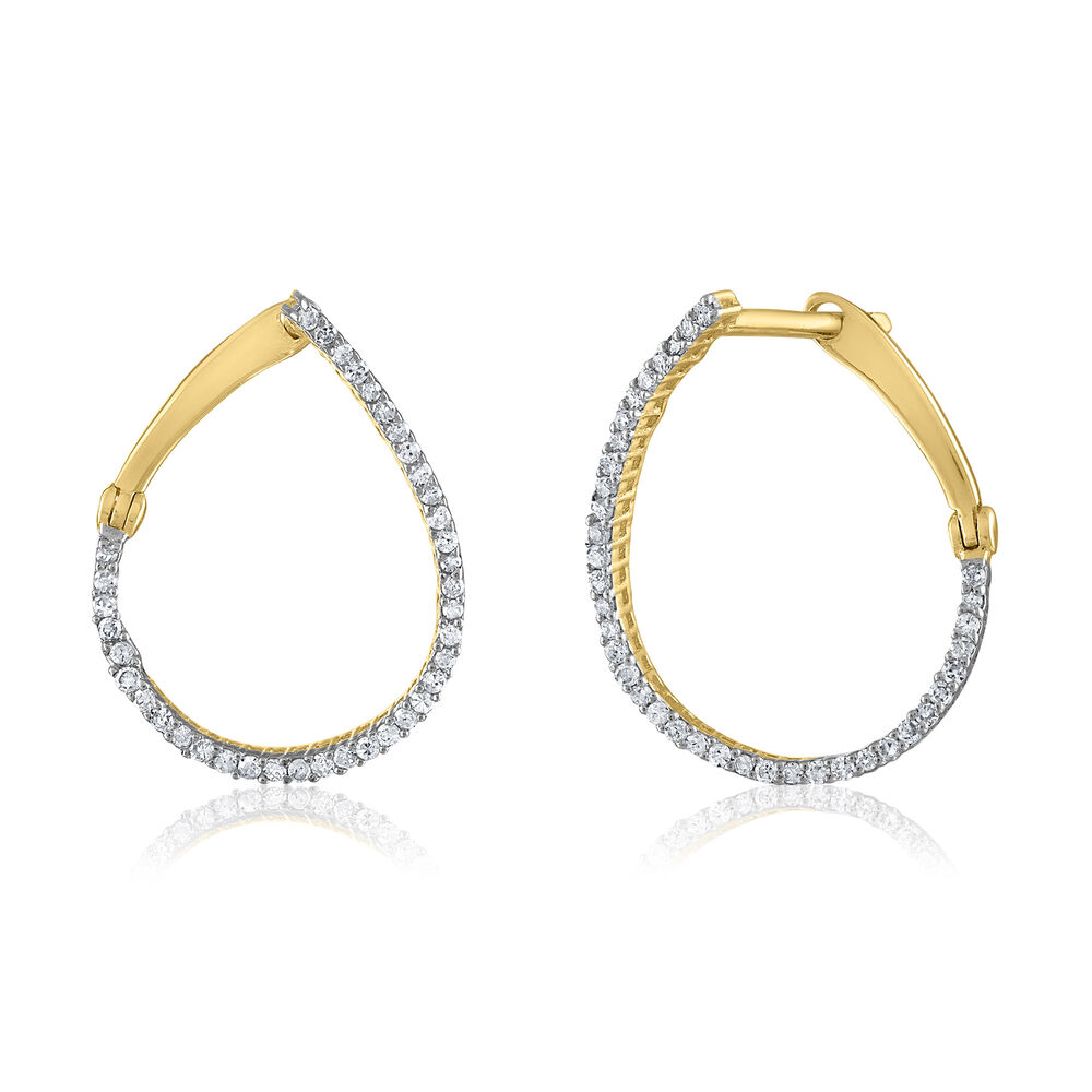 Large Hoop Earrings with Diamond Cut | 14K Yellow Gold | Size 50 mm | Helzberg Diamonds