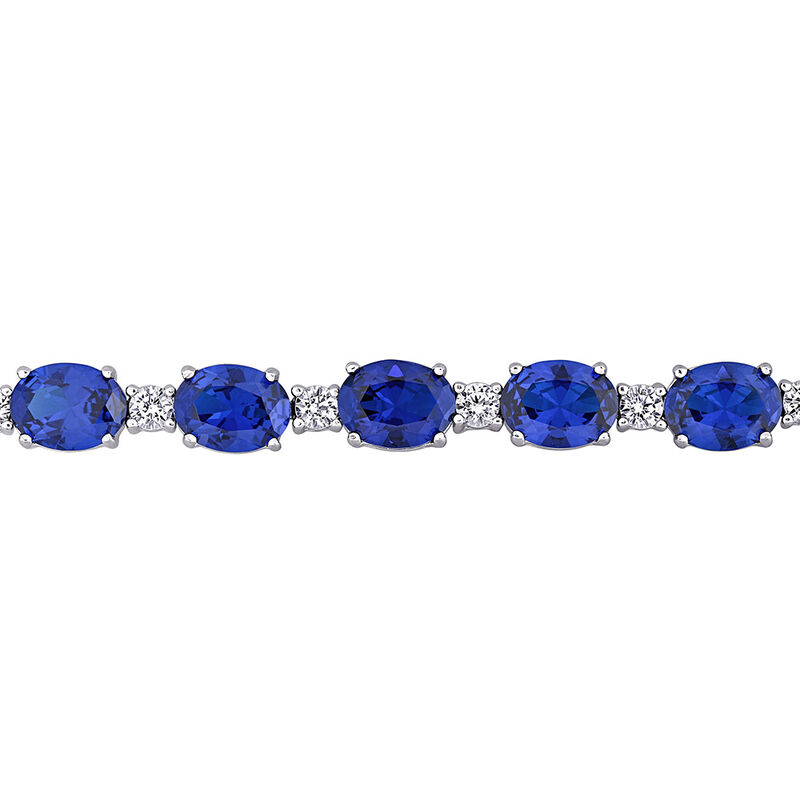 Lab Created Blue Sapphire Bracelet in Sterling Silver