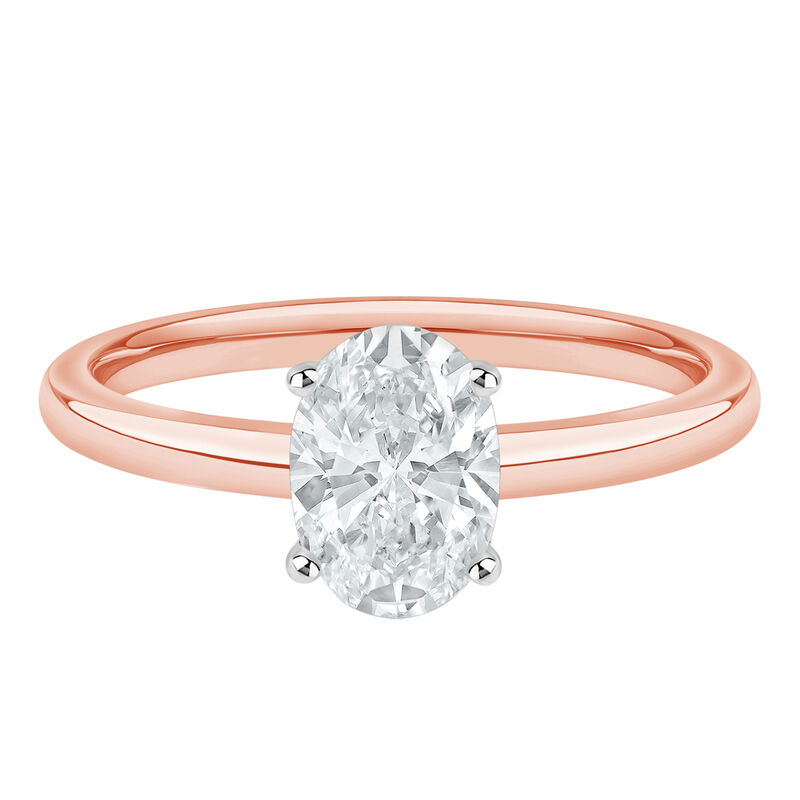 Diamond Oval Solitaire Engagement Ring in 14K Gold