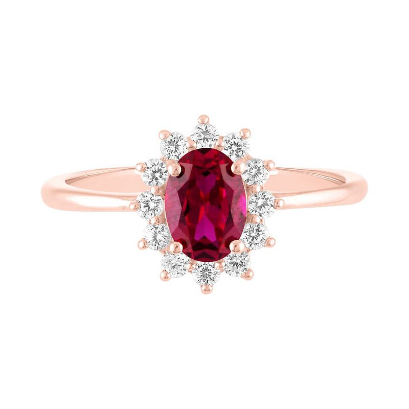 Lab Created Ruby &amp; White Sapphire Ring in 10K Rose Gold