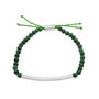 Sterling Silver Bar and Malachite Bead Bracelet with Adjustable Cord, 8.5&rdquo;