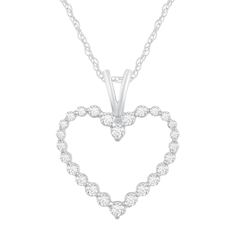  Diamond Single-Prong Heart Pendant in 10K White Gold &#40;1/4 ct. tw.&#41; 