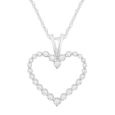  Diamond Single-Prong Heart Pendant in 10K White Gold (1/4 ct. tw.) 