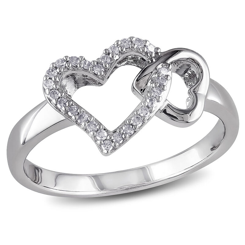1/10 ct. tw. Diamond Double Heart Ring in Sterling Silver