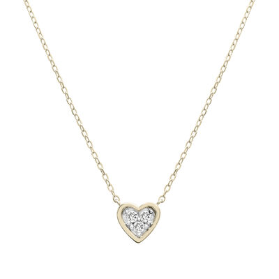 Diamond Heart Necklace in 14K Yellow Gold (1/10 ct. tw.)