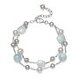 Freshwater Cultured Pearl &amp; Aquamarine Two-Row Bracelet in Sterling Silver