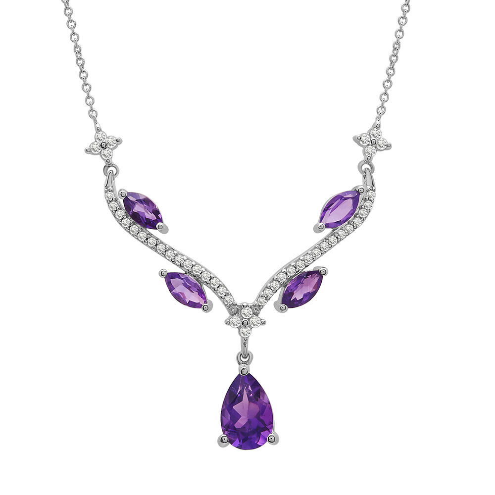 STERLING SILVER HEART SAPPHIRE NECKLACE WITH CZ'S - Irish Centre