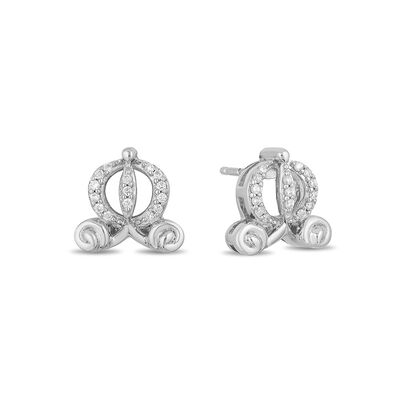 Cinderella Earrings with Diamond Carriages in Sterling Silver
