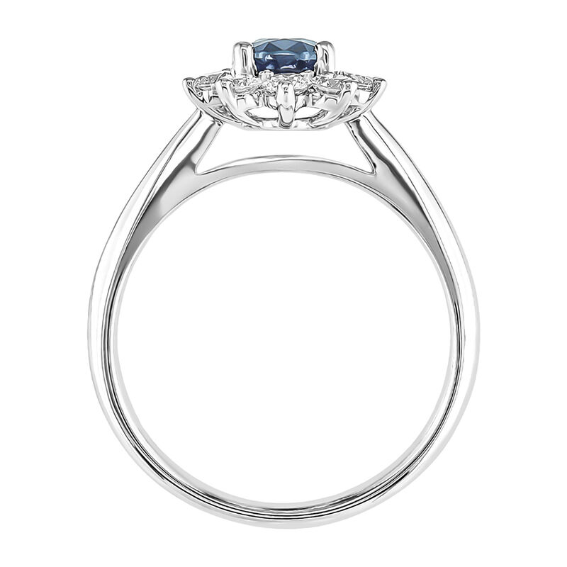 Oval Blue Sapphire Ring with Diamond Halo in 14k white gold &#40;5/8 ct. tw.&#41;