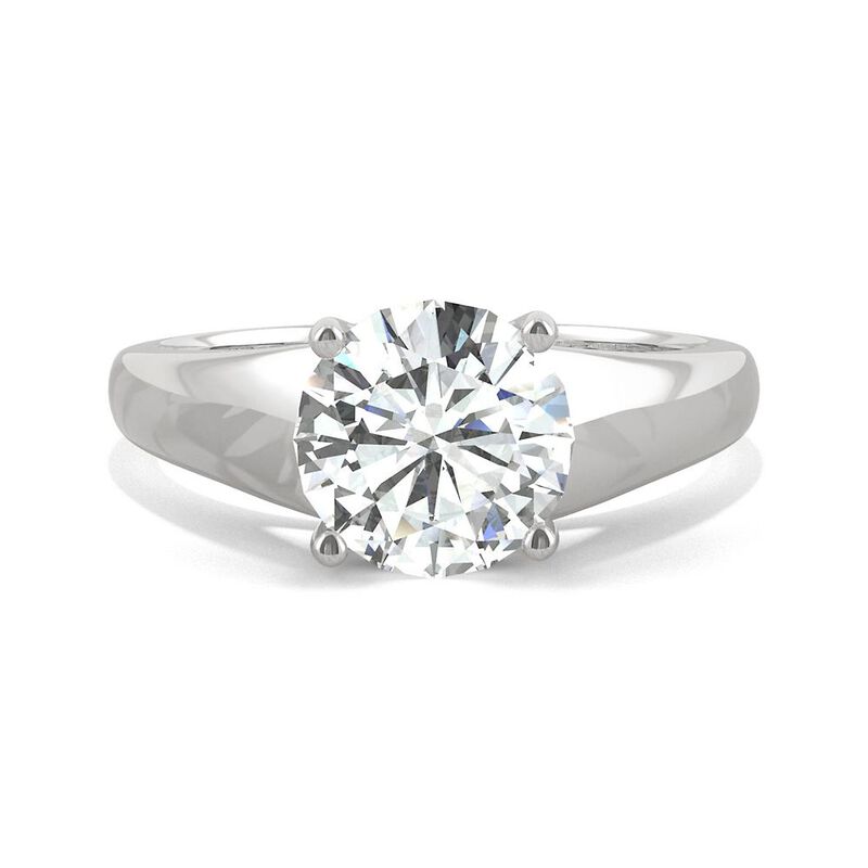 Round Moissanite Solitaire Ring with Tapered Band in 14K Gold 