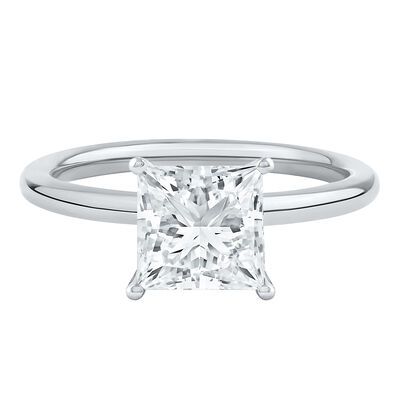 lab grown diamond princess-cut solitaire engagement ring in 14k gold