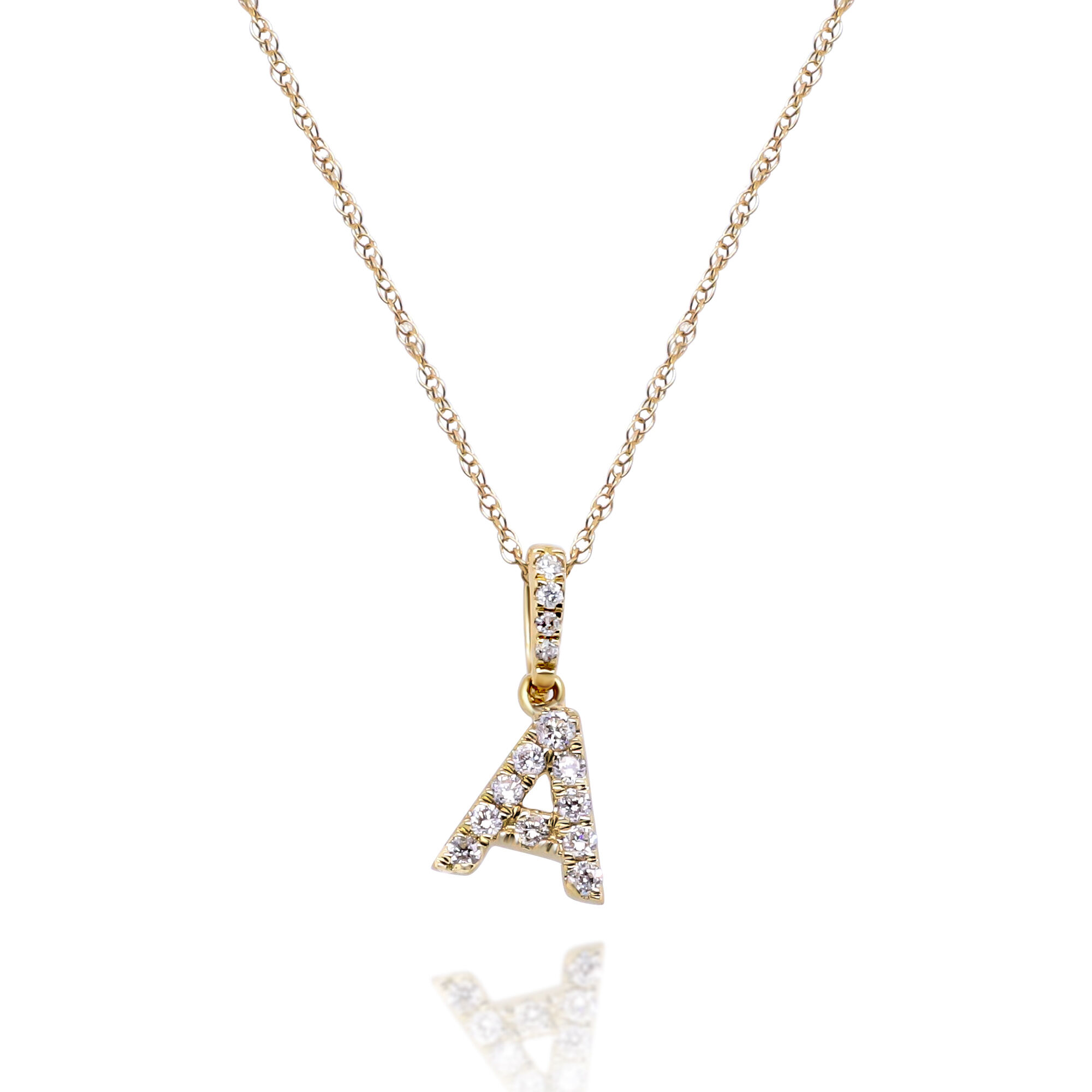 14K Yellow Gold Initial Diamond Strand Necklace