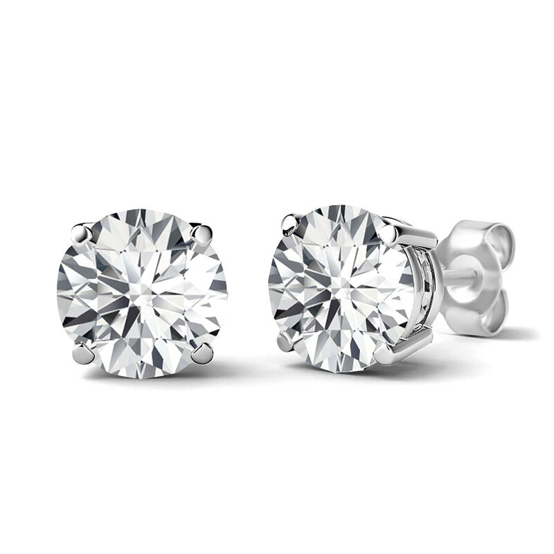 Round Diamond Stud Earrings with Four-Prong Basket in 14K White Gold &#40;1 ct. tw.&#41;