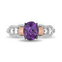 Little Mermaid Live Action Amethyst and Diamond Shell Ring in Sterling Silver and 10K Rose Gold &#40;1/6 ct. tw.&#41;