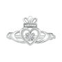 Diamond Claddagh Ring in Sterling Silver