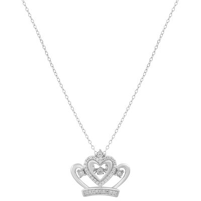 Tiara Pendant with Diamonds & Heart in Sterling Silver (1/10 ct. tw.)