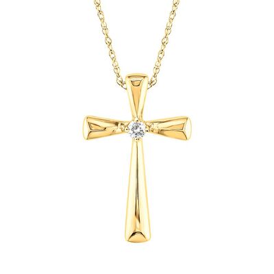 Diamond Cross Pendant in 10K Yellow Gold