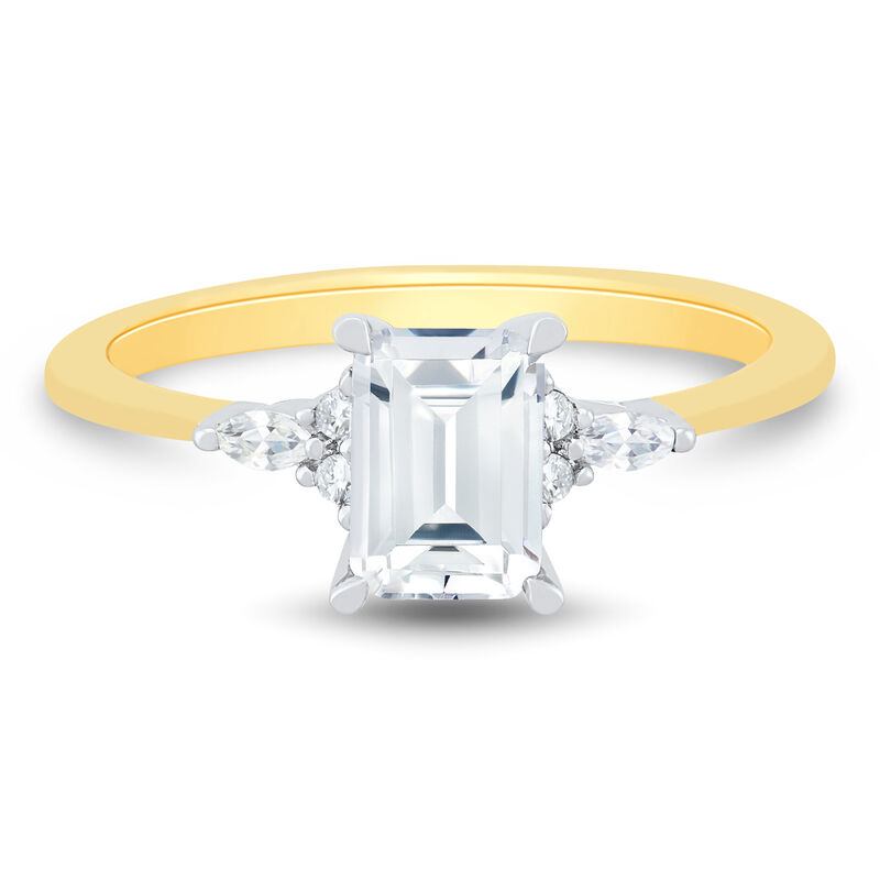 Lab Grown Diamond Emerald Step Cut Engagement Ring in 14K Yellow &amp; White Gold &#40;1 ct. tw.&#41;