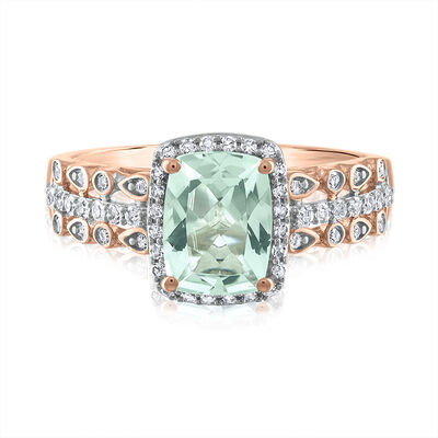 Aquamarine & Diamond Ring in 14K Rose Gold (1/4 ct. tw.)