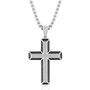 Black and White Diamond Cross in Stainless Steel &#40;1/2 ct. tw.&#41;