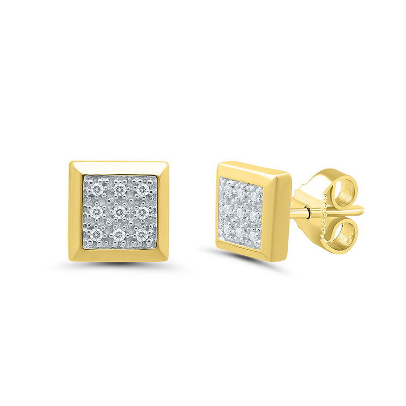 Men&rsquo;s Diamond Cluster Earrings in 10K Yellow Gold &#40;1/10 ct. tw.&#41;