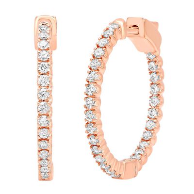 1 ct. tw. Diamond Hoop Earrings in 14K Gold