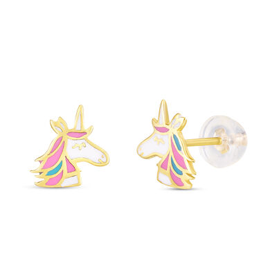 Children’s Unicorn Stud Earrings in 14K Yellow Gold