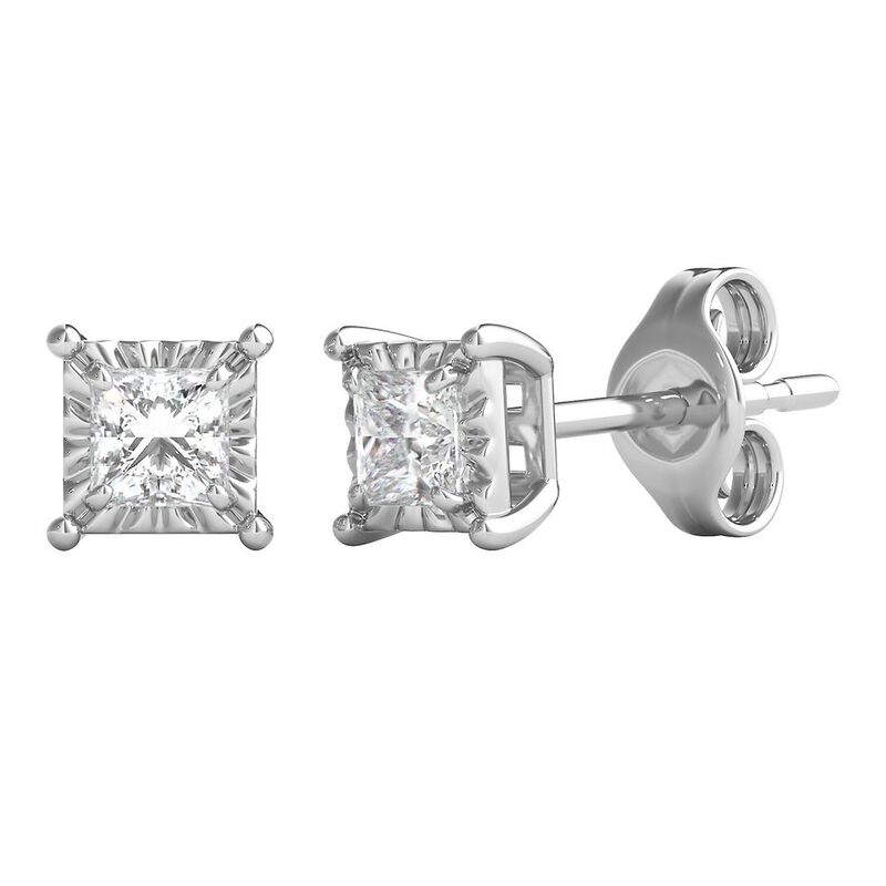Diamond Illusion Stud Earrings in Sterling Silver