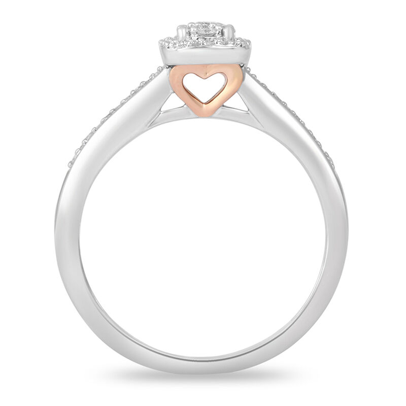 Cushion-Shaped Multi-Diamond Promise Ring in Sterling Silver &amp; 10K Rose Gold &#40;1/7 ct. tw.&#41;