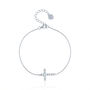 Lab Created Opal &amp; Lab Created White Sapphire Cross Bracelet in Sterling Silver