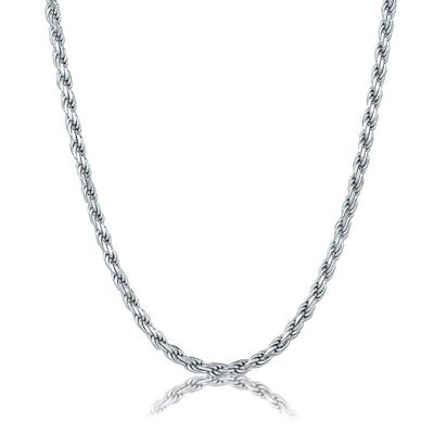 Diamond Cut Rope Chain in Sterling Silver, 20