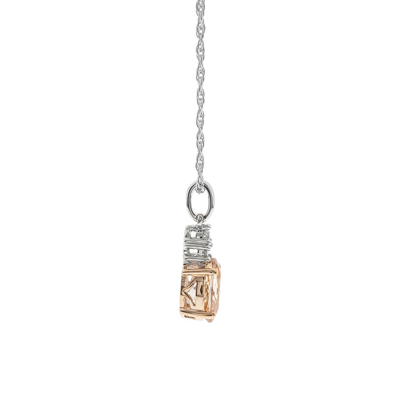 Morganite Pendant with Diamond Accents in 10K White &amp; Rose Gold