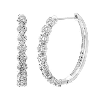 1/5 ct. tw. Diamond Hoop Earrings in 10K White Gold